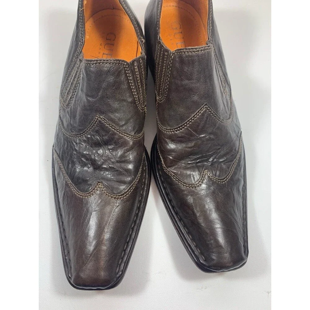 GUESS by Marciano ROY Men 10 M Brown Leather Slip On Loafers Dress Shoes Romania